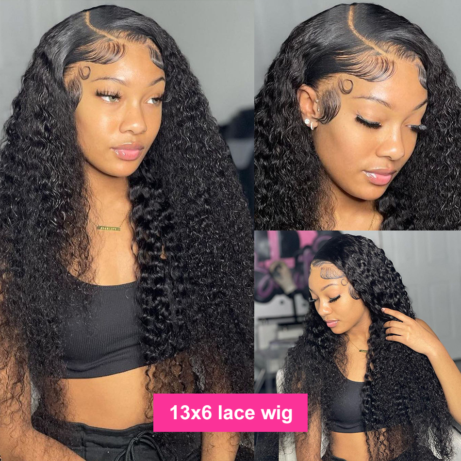 250% 30Inch Loose Deep Wave Lace Front Wig 13x6 Transparent Human Hair Wigs Remy Curly 4X4 Lace Closure Wig for Women
