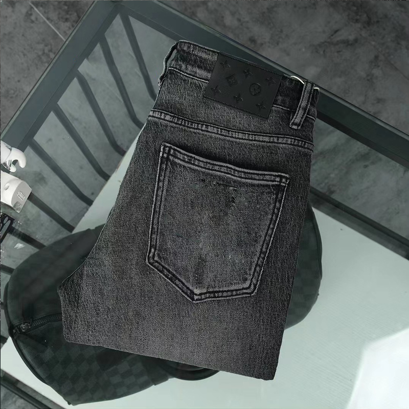 Modedesign Men denim bibliotek hösten och vintern ny streetwear smal fit super tung industri process storlek 29-38 smal version jeans