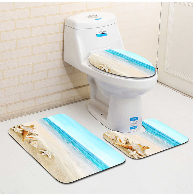 3 i 1 flanell absorberande mjuk badrumsmatta set toalett täcke golvdyna badmatta tvättstuga matta konturmatta toalettstol lock hkd230809