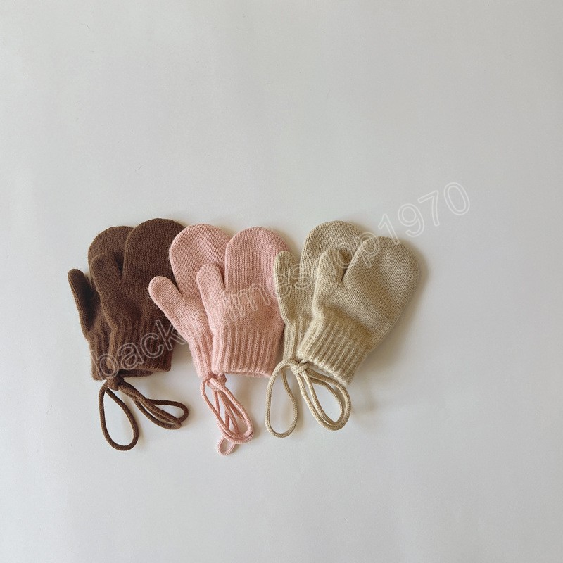 1–4 Jahre warme Fäustlinge für Babys, Schneehandschuhe für Kinder, Mädchen, Jungen, Kleinkinder, Winter, Ski, solide Handschuhe, Kintted warme Handschuhe