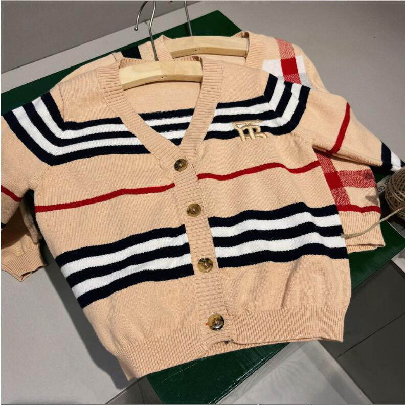 Baby Boys Girls Brand Sweaters Spring Autumn Kids Striped Cardigan Sweater Letters Printed Children Knitted Coats Outwear 1-6 Years