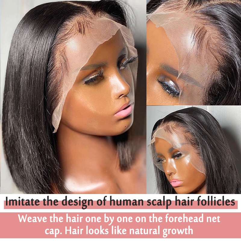 Short Straight Bob Wig Brazilian Human Hair Bob Wig for Women13x4 Transparent Lace Front Human Hair Wigs Pre Plucked