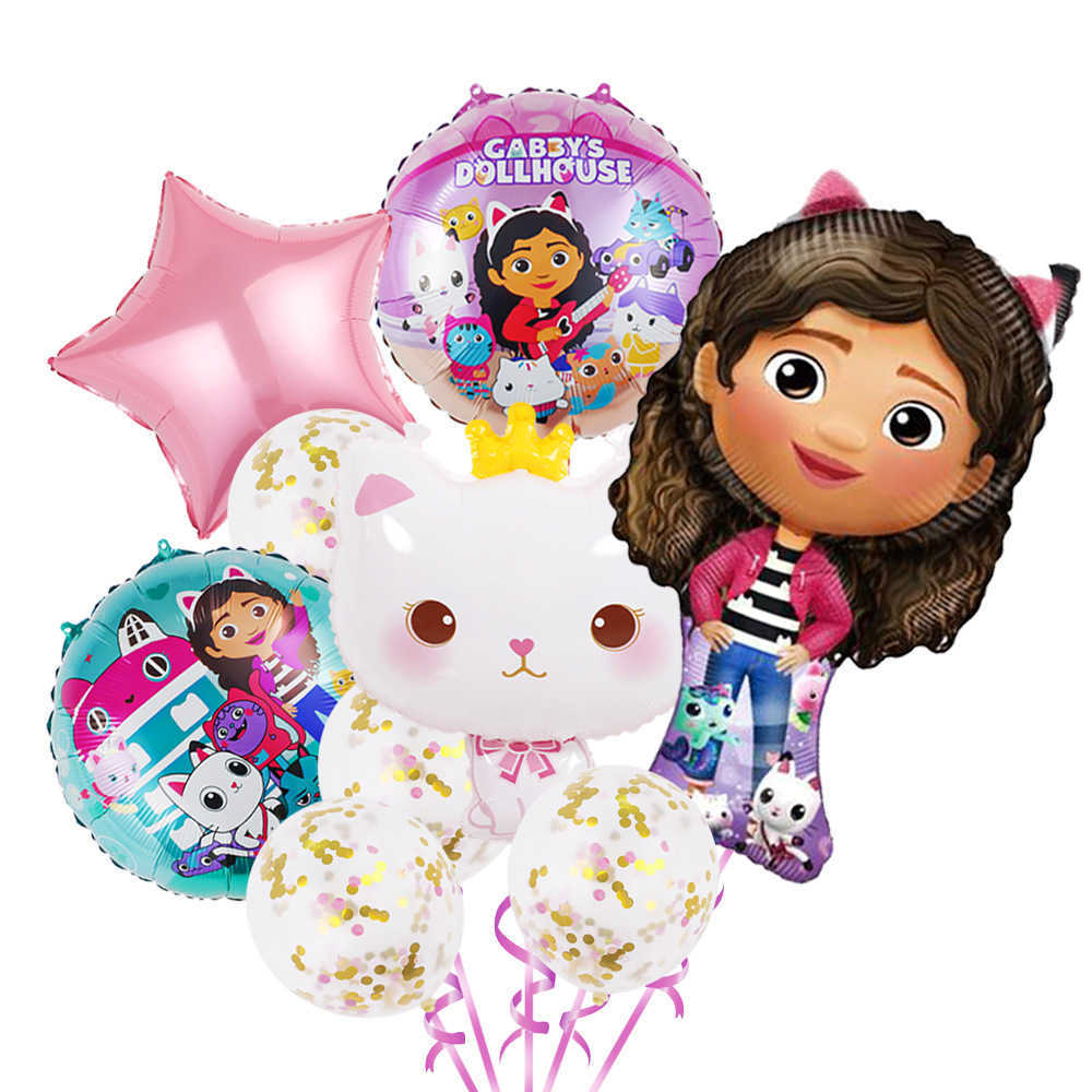 Gabby Dollhouse Chats Ballons Filles Décorations De Fête D'anniversaire 32 En Nombre Ballon Pour Enfants Baby Shower Fournitures Jouet Cadeaux HKD230808