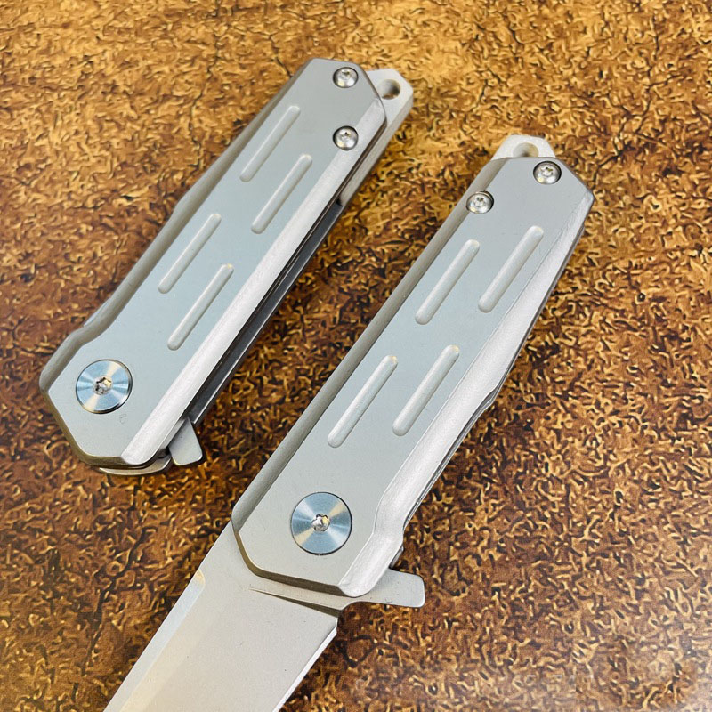 OFERTA ESPECIAL S7222 Flipper cuchillo plegable D2 hoja de punto de caída mango de acero inoxidable EDC carpeta de bolsillo cuchillos de regalo herramientas al aire libre