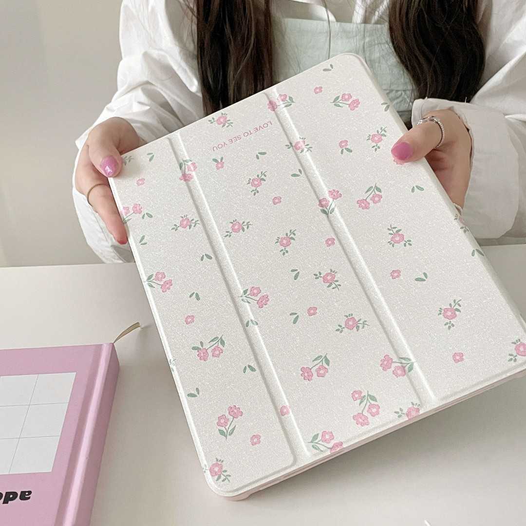 Fleurs simples avec porte-crayon Funda pour nouvel iPad Air 5e 4e génération 10.9 iPad Pro 11 10.2 8 9e Air3 pro10.5 10e étui HKD230809