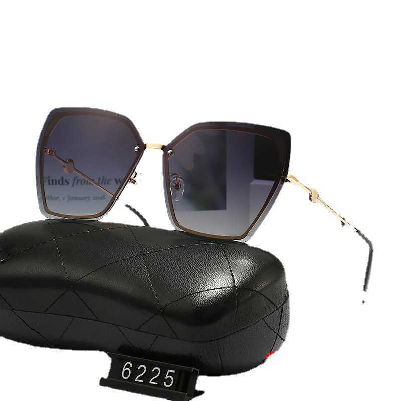 2023 Luxe designer zonnebril nieuwe heren en dames metaal gepolariseerde trend mode frameloze zonnebril anti paarse lijnglazen 6225 stijl 1