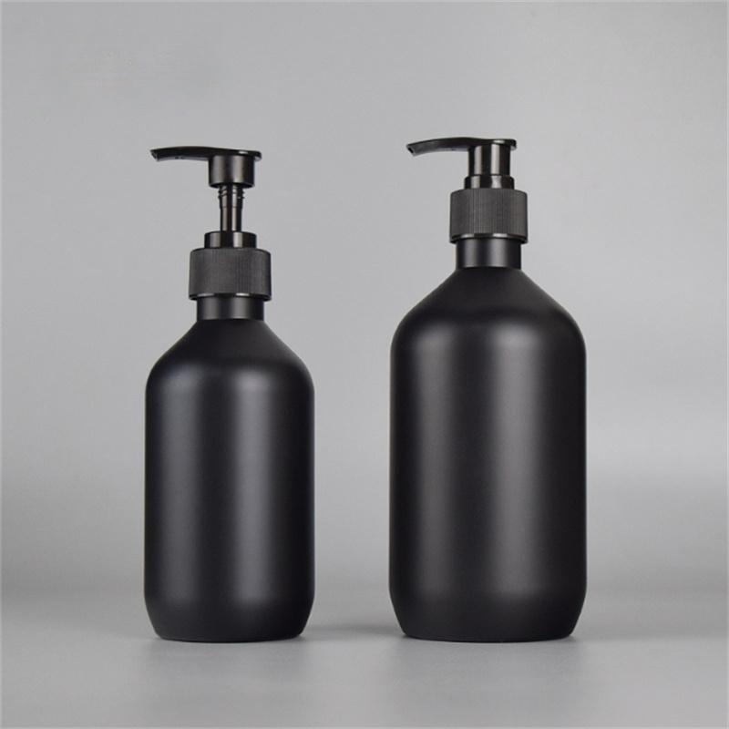 Distributeur de savon noir mat lotion pour les mains shampooing gel douche bouteilles 300 ml 500 ml bouteille en plastique PET avec pompes pour salle de bain chambre et cuisine JL1837