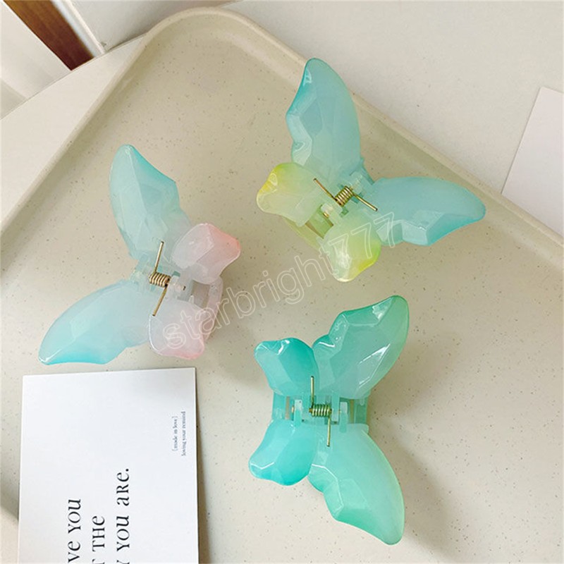 Retro Butterfly Hair Clips Grabbers Hair Accessories Korean Style Back Of The Head Coiled Hair Grasping Acrylic Clips Headwear