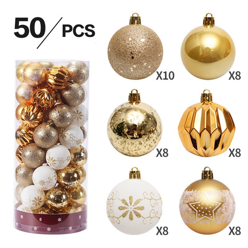 /Box Plastic 6cm Christmas Balls Red Green Gold Xmas Tree Hanging Pendant Balls Happy New Year Navidad Decor Home Crafts