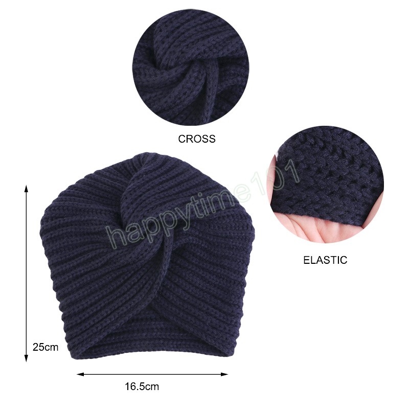 Automne hiver musulman intérieur casquettes bohême Turban acrylique croix tête enveloppement indien chapeau laine tricot Bonnet Turban casquette