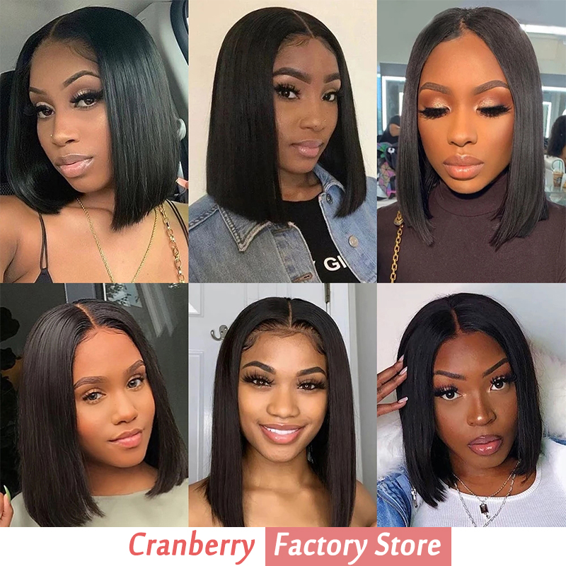 Short Straight Bob Wig Brazilian Human Hair Bob Wig for Women13x4 Transparent Lace Front Human Hair Wigs Pre Plucked