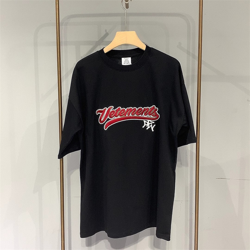 Embroidery T Shirt Men Women Black White Oversize T-Shirt Tops Tee