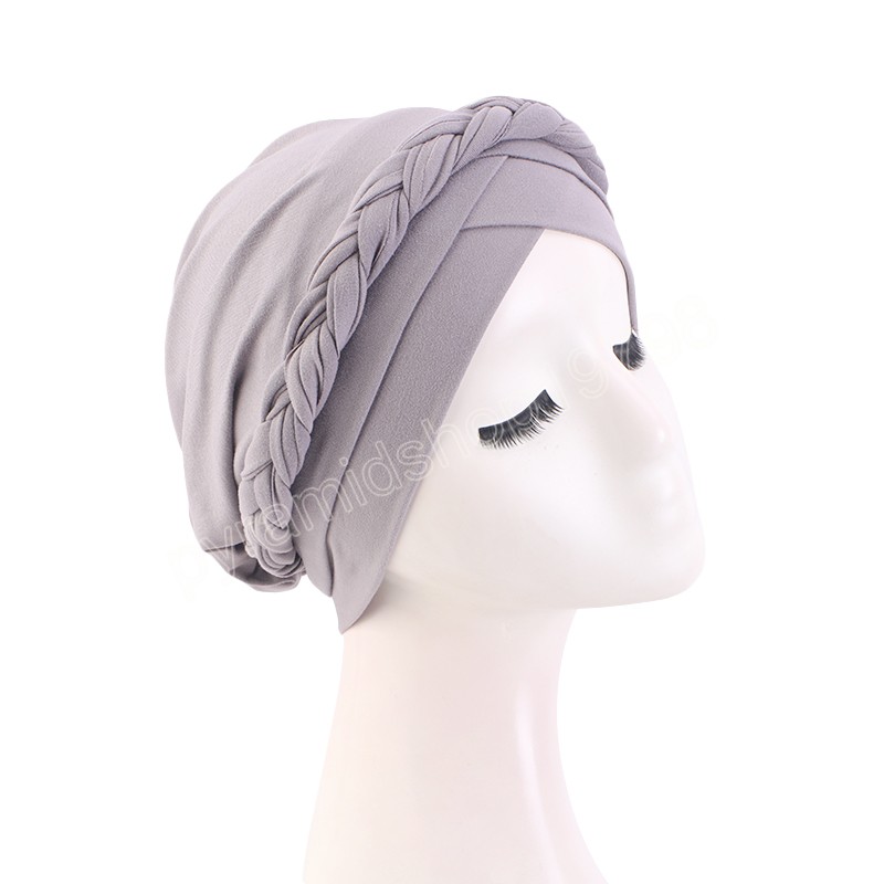 Muslim Braided Turban Cap Headwrap For Woman Bohemian style Headscarf stretchy hijabs Head Wraps Femme Musulman Bandana hats