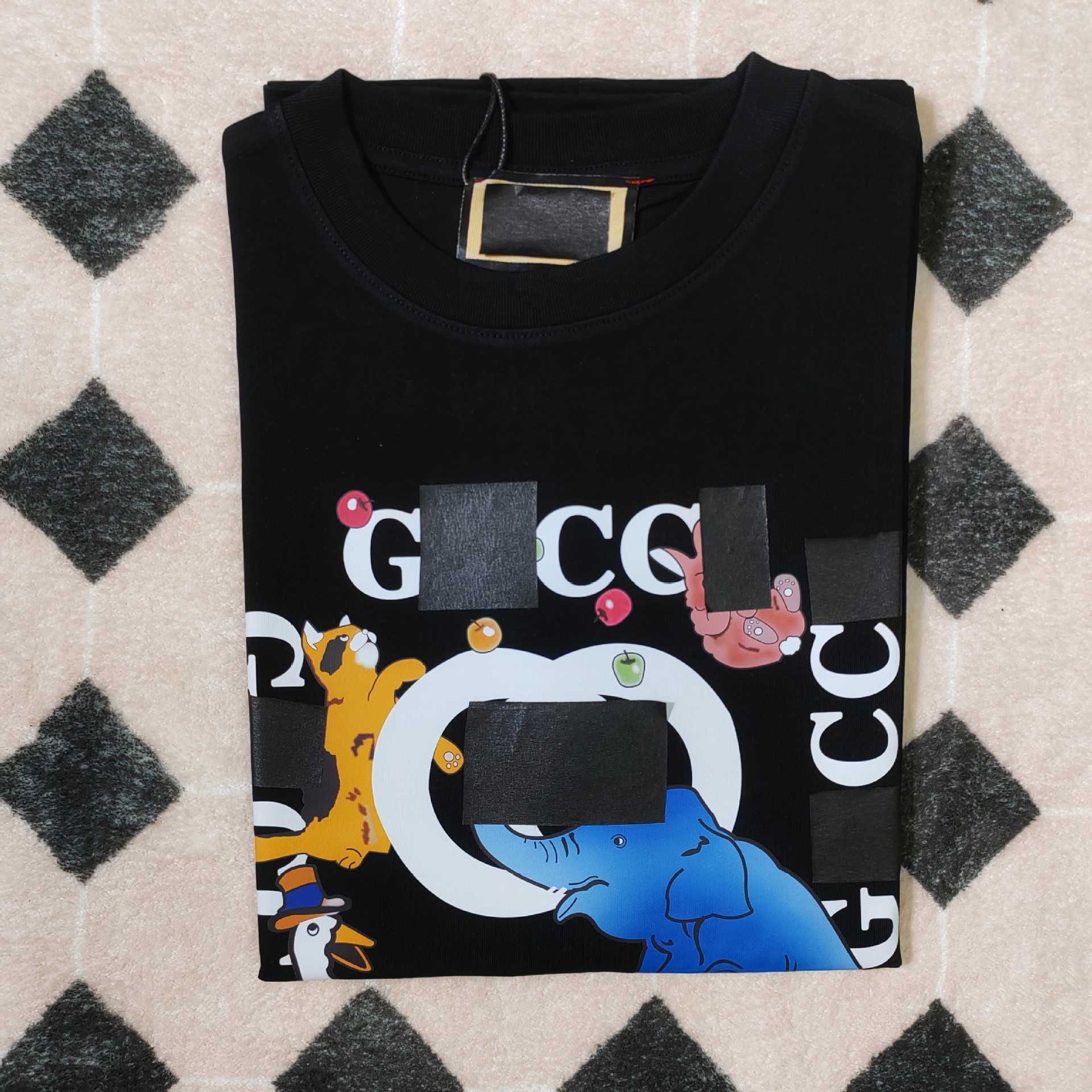 Designer t Shirt Short Sleeve for Men Women High Quality Casual Fashion Version Gu Counter Charge 11 Springsummer New Cartoon Block Elephant Print Pure Cotton Loose S