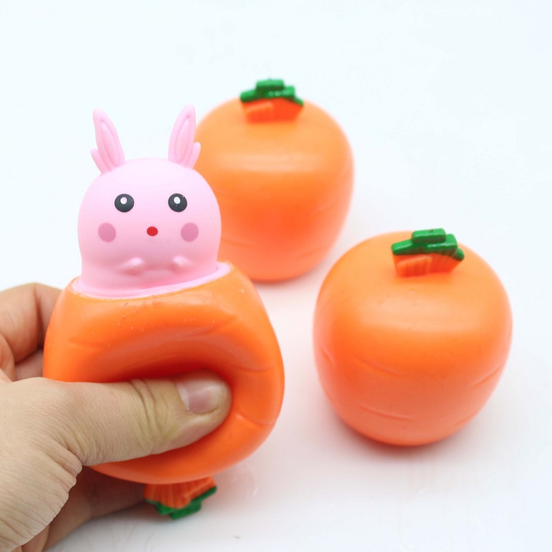 Stres Rölyef Kaçak Oyuncaklar Pop Up Squishy Tavşan Sıkma Oyuncakları Paskalya için Havuç Tavşanı Squished