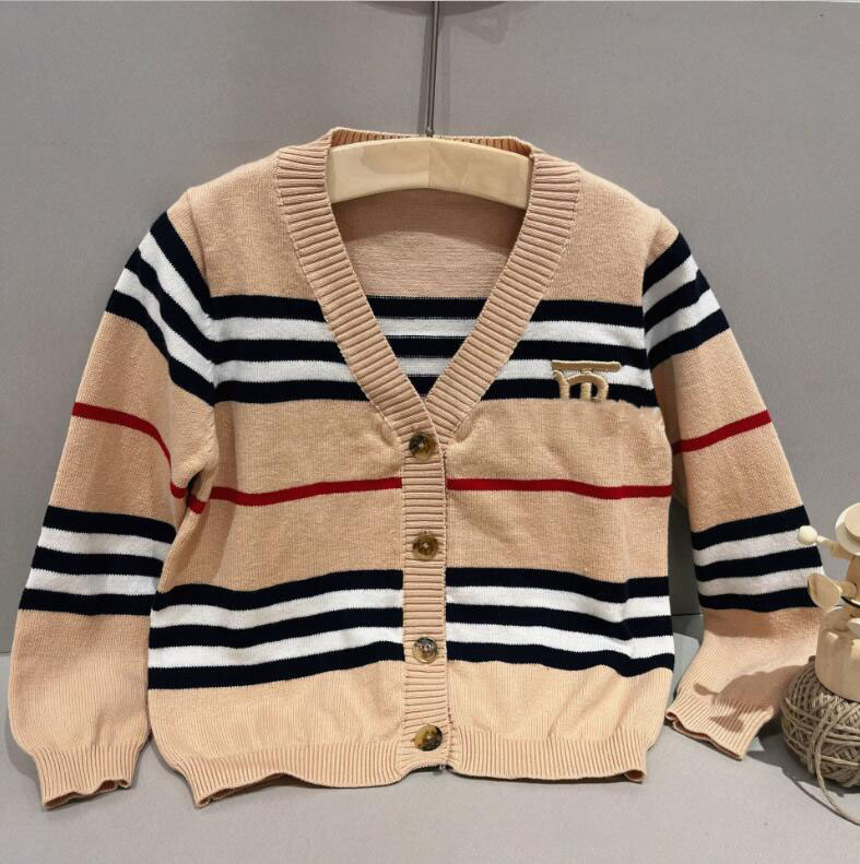 Baby Boys Girls Brand Sweaters Spring Autumn Kids Striped Cardigan Sweater Letters Printed Children Knitted Coats Outwear 1-6 Years