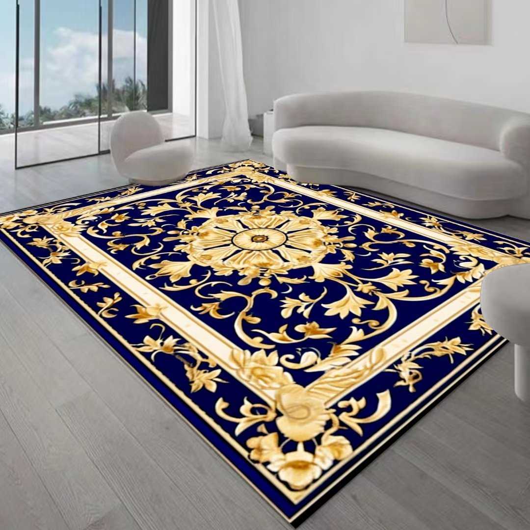 Alfombras de lujo retro europeas para la decoración de la sala de estar Dormitorio Alfombra de área grande 140x200 Balcón Sofá doméstico Alfombras lavables HKD230809