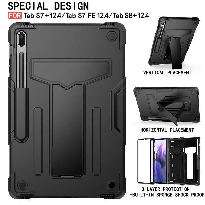 Case pour Samsung Galaxy Tab S9 S8 11 plus 12,4 S7 Fe Tablet Cover SM-T970 T870 T730 X700 X800 Hybrid Shockproof Wit S Holder HKD230809