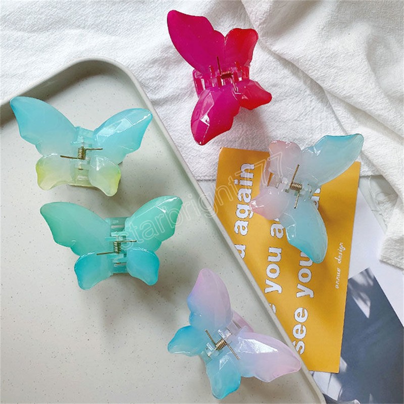 Retro Butterfly Hair Clips Grabbers Hair Accessories Korean Style Back Of The Head Coiled Hair Grasping Acrylic Clips Headwear