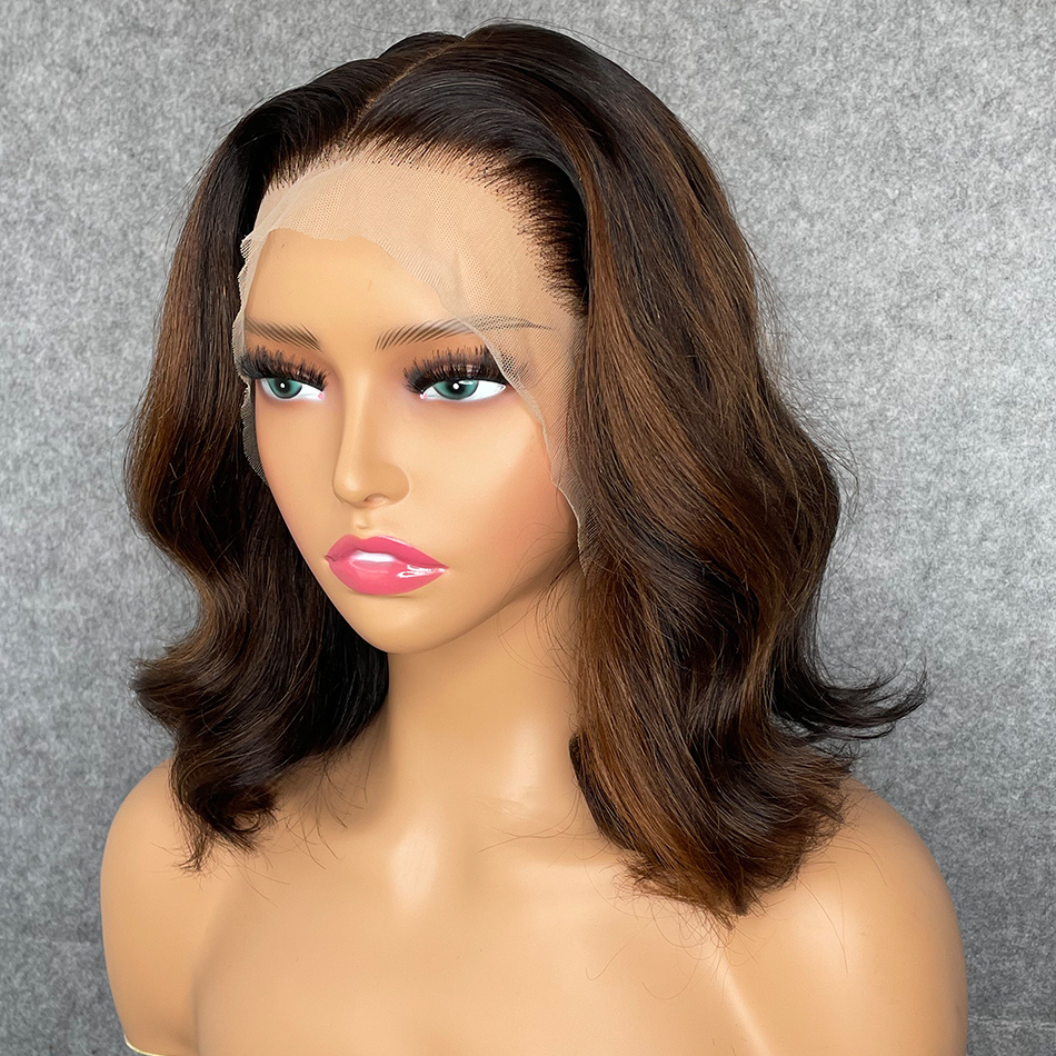 Wigirl Brazilian Body Wave Short Bob Wigs Honey Blonde 13x4 레이스 전면 여성용 헤어 가발 하이라이트 색상 전두수 가발