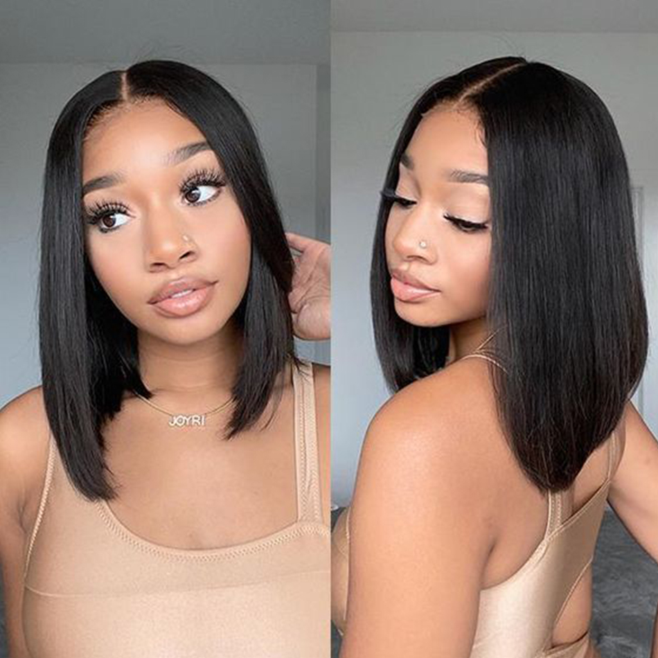 Synthetic Wigs Short Bob Human Hair Wigs Brazilian 13X4 Glueless Straight Lace Front Wigs for Women Transparent Lace PrePlucked Bob Wig on Sale