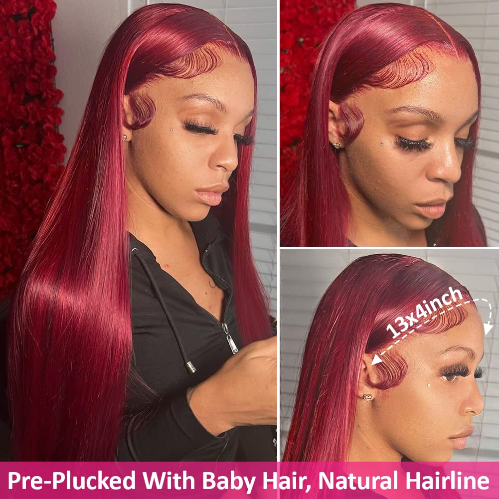 Straight Lace Front Wigs Pre Plucked with Baby Hair 30 Inch Transparent 4x4 Closure 13x4 Lace Frontal Human Hair Wig