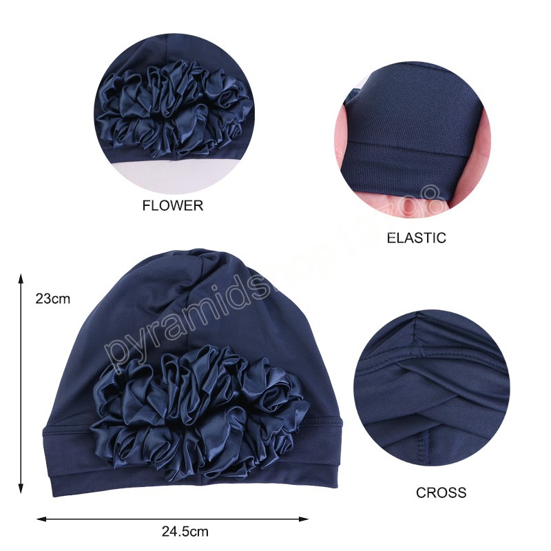 Muslim Large Flower Headscarf Turban Cap Soft Comfortable Beanie Hat For Fashion Women Hijabs Islamic Chemotherapy Hat