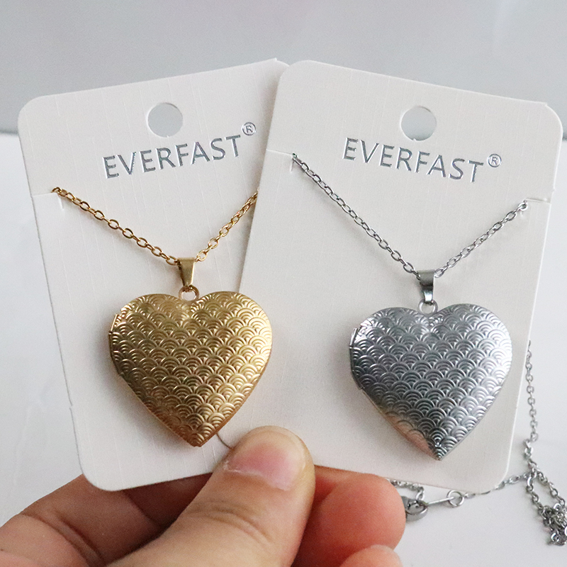 Everfast WiFi Sign Heart Photo Frame rostfritt stål Charms Skala Våg Nautiskt Shell Locket Halsband Kvinnor Familjminne SN159