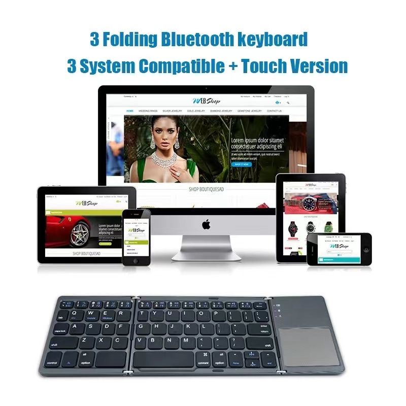 Clavier pliant sans fil clavier bluetooth avec pavé tactile pour windows android ios tablettes mobiles mini clavier multifonction