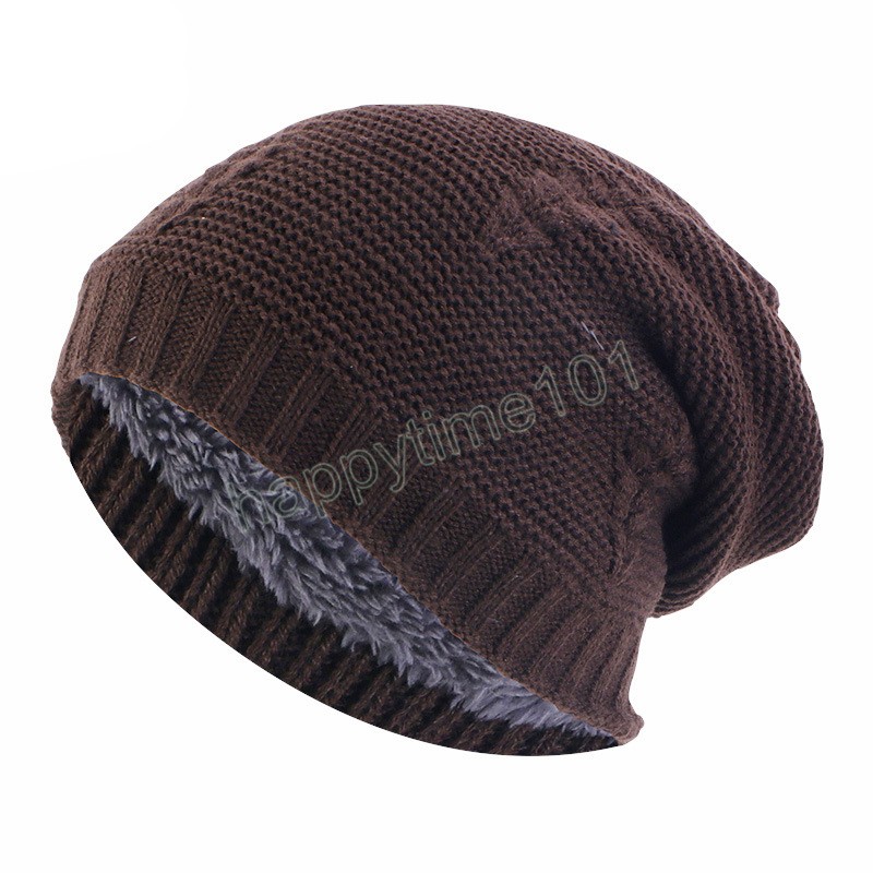 Winter Beanie Hat Unisex Plain Color Cable Knit Slouchy Beanie Fleece Thicked Baggy Cap Street Wear Warm Hats for Men