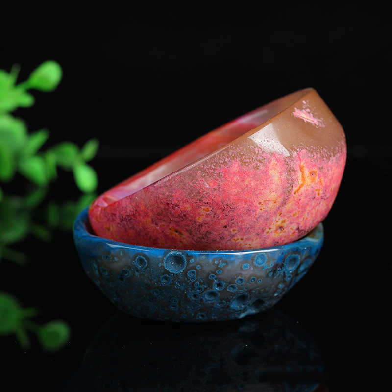 Natural Agate Bowls Raw Stones Polished Cornucopia Ashtrays Agate Wine Cup Tea Cups Altar Healing Tray Dish Home Shop Ornaments HKD230808