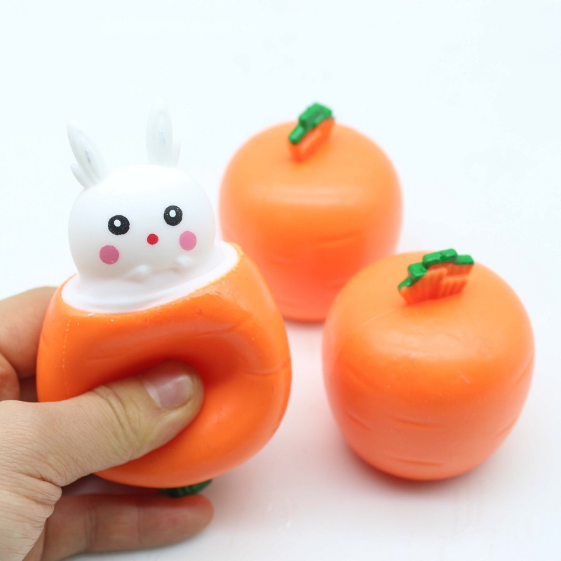 Stres Rölyef Kaçak Oyuncaklar Pop Up Squishy Tavşan Sıkma Oyuncakları Paskalya için Havuç Tavşanı Squished