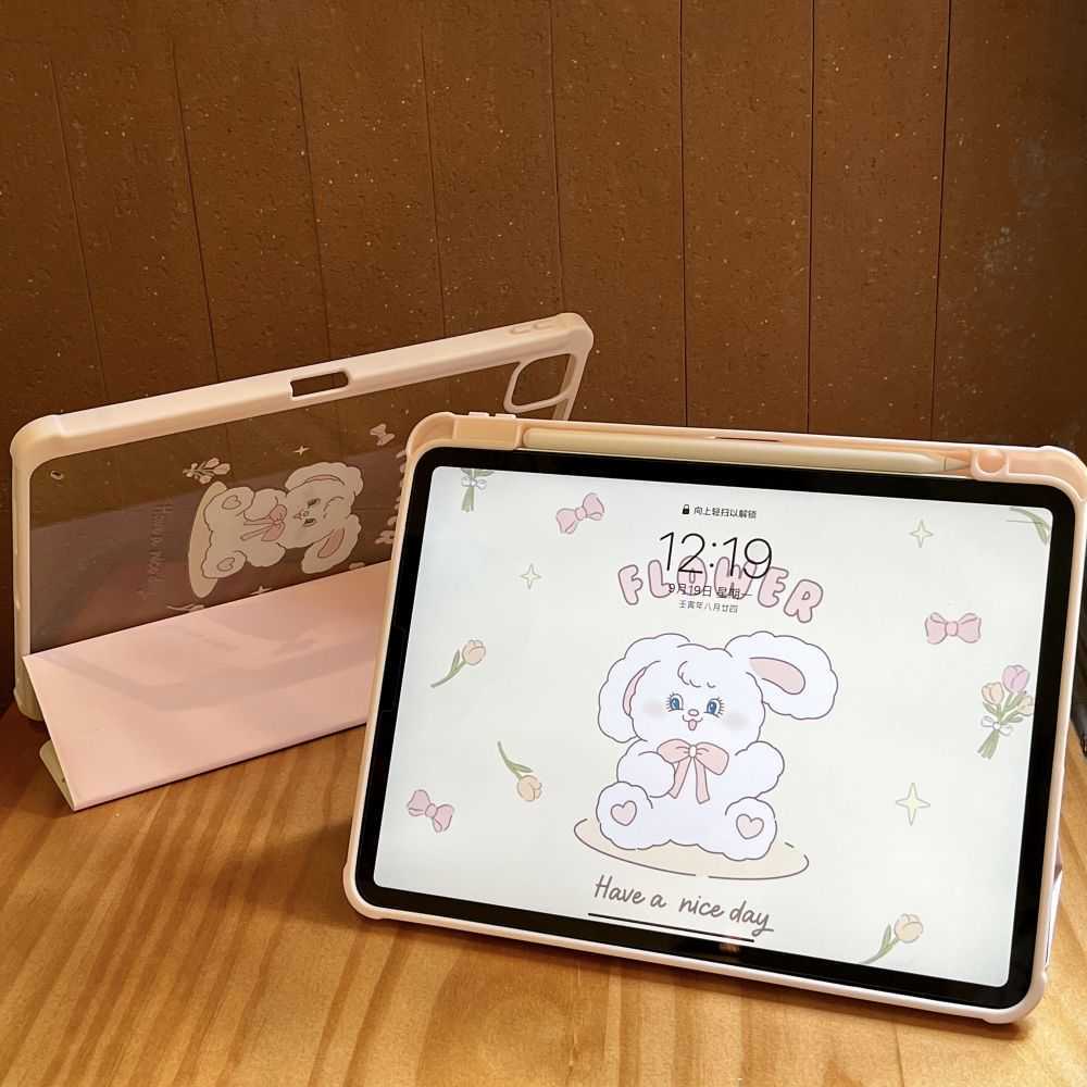 Linda funda protectora de conejo de dibujos animados para iPad 10.2 7th 8th 9th 9.7 Pro 12.9 11 Mini 6 Air 5 4 10th cubierta con ranura para lápiz HKD230809