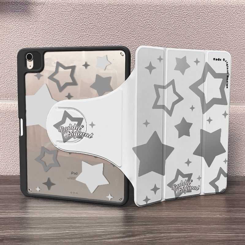 Fashion Star IPad Housse de protection Pro 11 Rotating Air 4 5 Acrylique Tablette 10,2 pouces 10e génération Trois plis Blanc Ipad Cover HKD230809