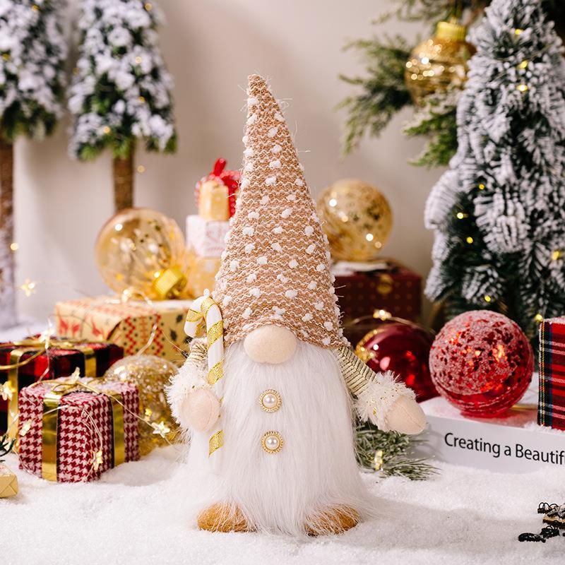 Gnomes Christmas Decorations with LED Light Plush Doll Tabletop Ornaments Winter Holiday Party Home Decor