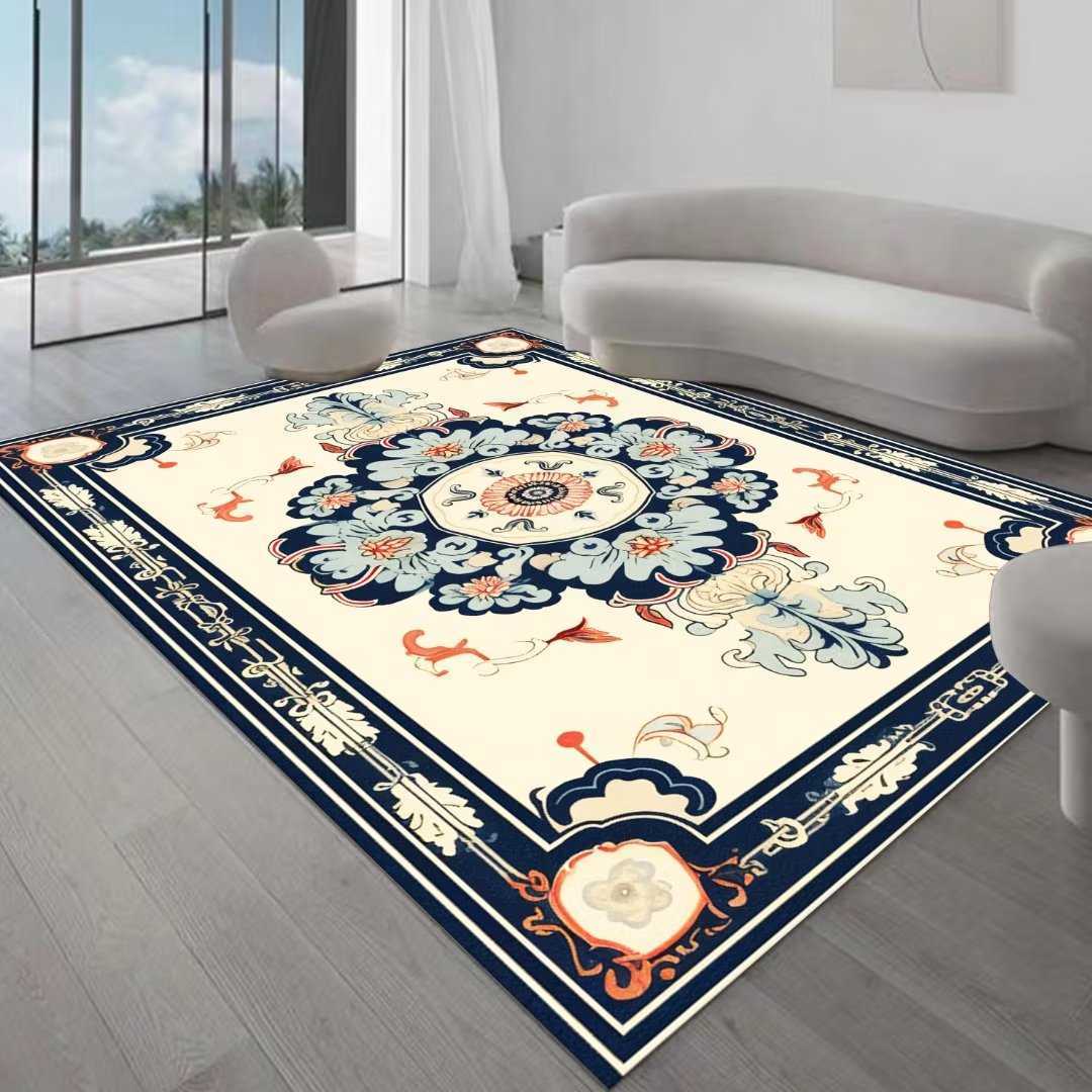 Alfombras de lujo retro europeas para la decoración de la sala de estar Dormitorio Alfombra de área grande 140x200 Balcón Sofá doméstico Alfombras lavables HKD230809