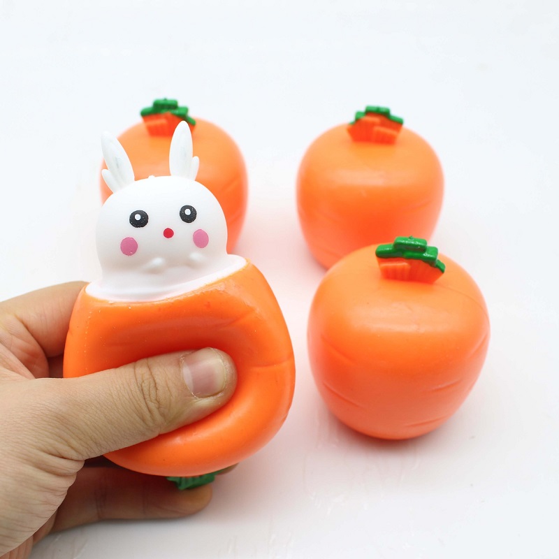 Stress Relief Fidget Toys Pop Up Squishy Rabbit Squeeze Toys Squishes Carrot Rabbit For Easter