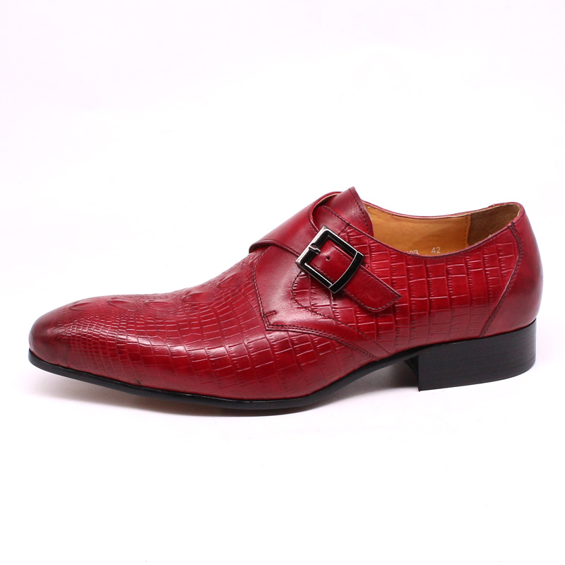 Main hommes bureau affaires chaussures en cuir véritable costume de mariage robe mocassins rouge luxe moine sangle boucle formelle hommes chaussures