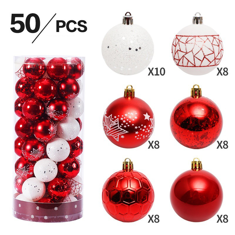 /Box Plastic 6cm Christmas Balls Red Green Gold Xmas Tree Hanging Pendant Balls Happy New Year Navidad Decor Home Crafts