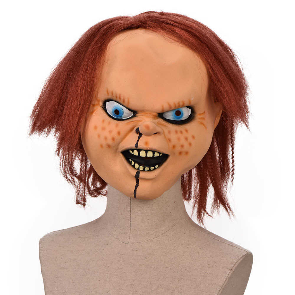할로윈 chucky 마스크 마스크 유령 Chucky Horror Face Latex Mascarilla Devil Killer Doll Helmet Child 's Play 의상 소품 2023 HKD230810