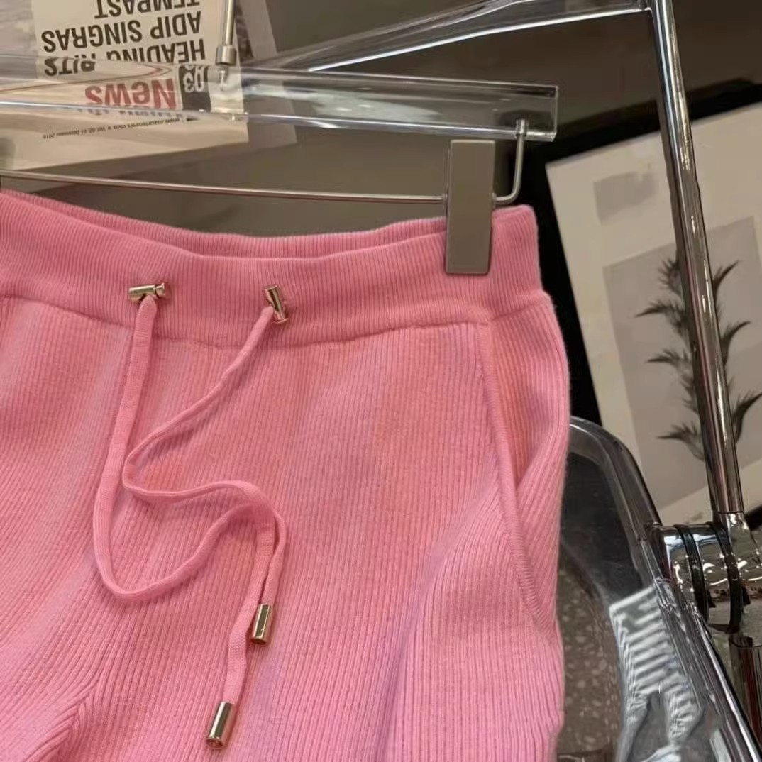 Nowy projekt damski różowy sweter z kapturem i szerokie nogi długie spodnie Pants Suit Twinset Smlxl