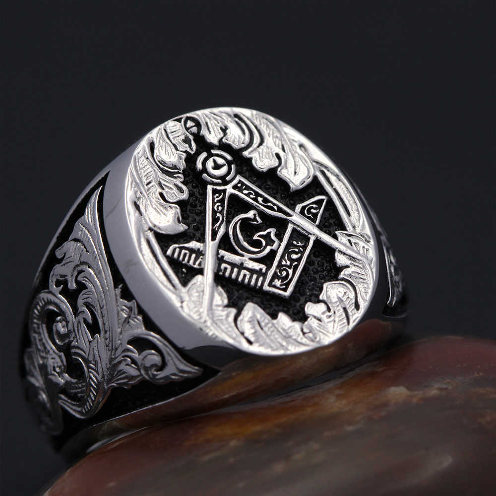 Band Rings Masonic Signet Hand graverad Master Mason Symbol G Templar Freemasonry Sterling Silver Ring