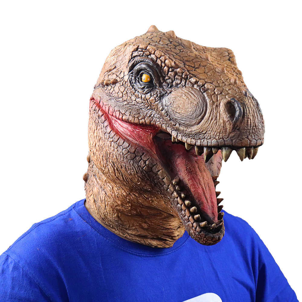 Dinosaur Head Mask Novelty Halloween Party Latex Dinosaur Head Costume High Quality Mask HKD230810