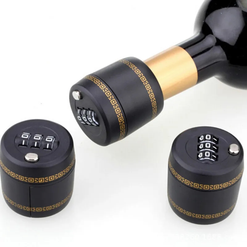 Wine Bottle Password Lock Combination Lock Wine Stopper Vacuum Plug Device for Whiskey Liquor Bottle Top Securely Closed