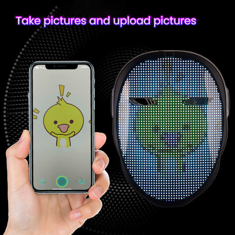 Halloween mask LED Bluetooth RGB Light Up Display Party DIY Photo Editing Mask Animated Text Prank Concert Mask LED Display HKD230810