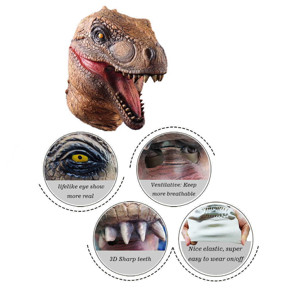 Dinosaur Head Mask Novelty Halloween Party Latex Dinosaur Head Costume High Quality Mask HKD230810