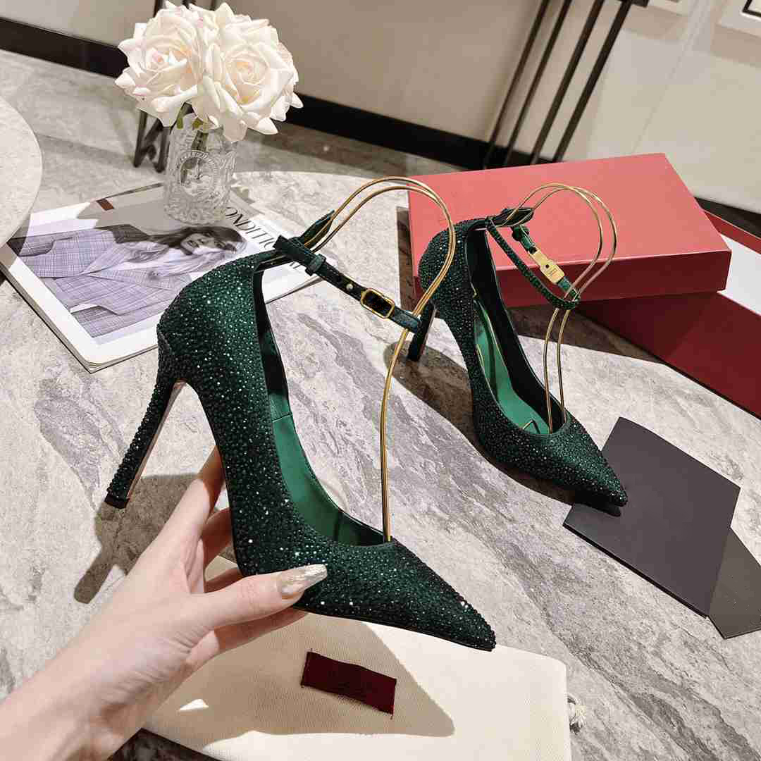 Sparkling Diamond Pumpar Crystal Multi Colored Sling Back 10cm Sandal Sleek Bejeweled Sandals Stiletto High Heel Gold Rhinestone Dress Shoes Women Summer Pump