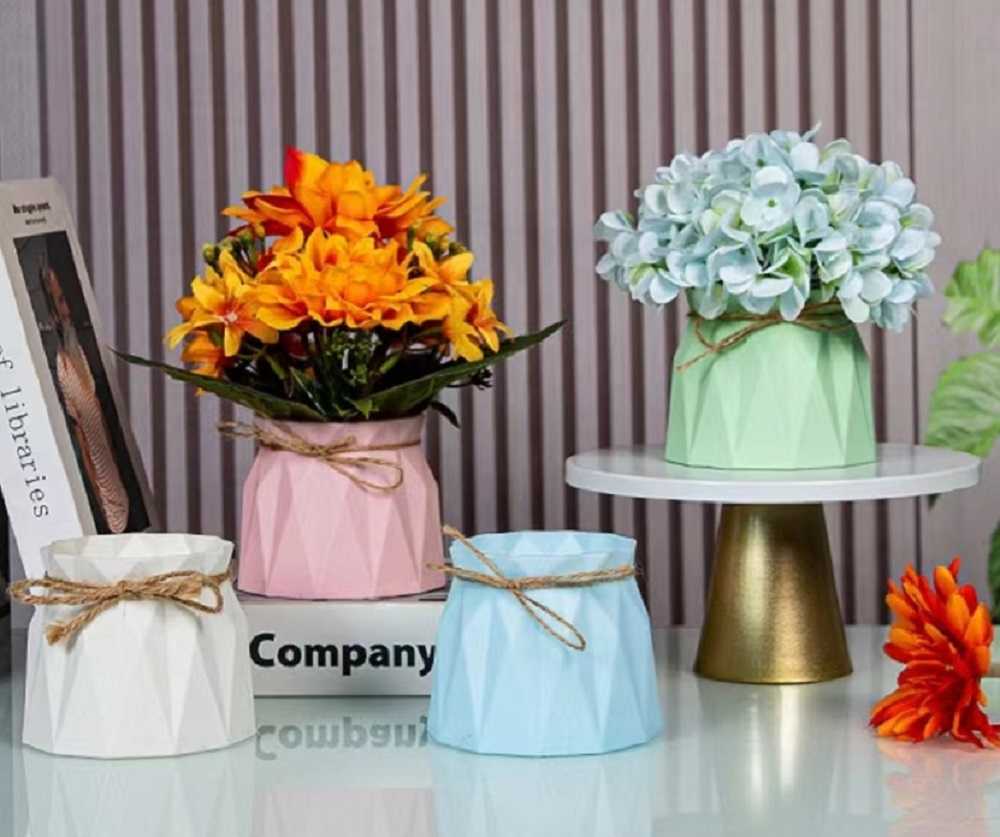 Macaron Kolorowa nordycka nowoczesna imitacja ceramiczna plastikowa wazon kwiatowy Niezwyciężony ślub urodziny