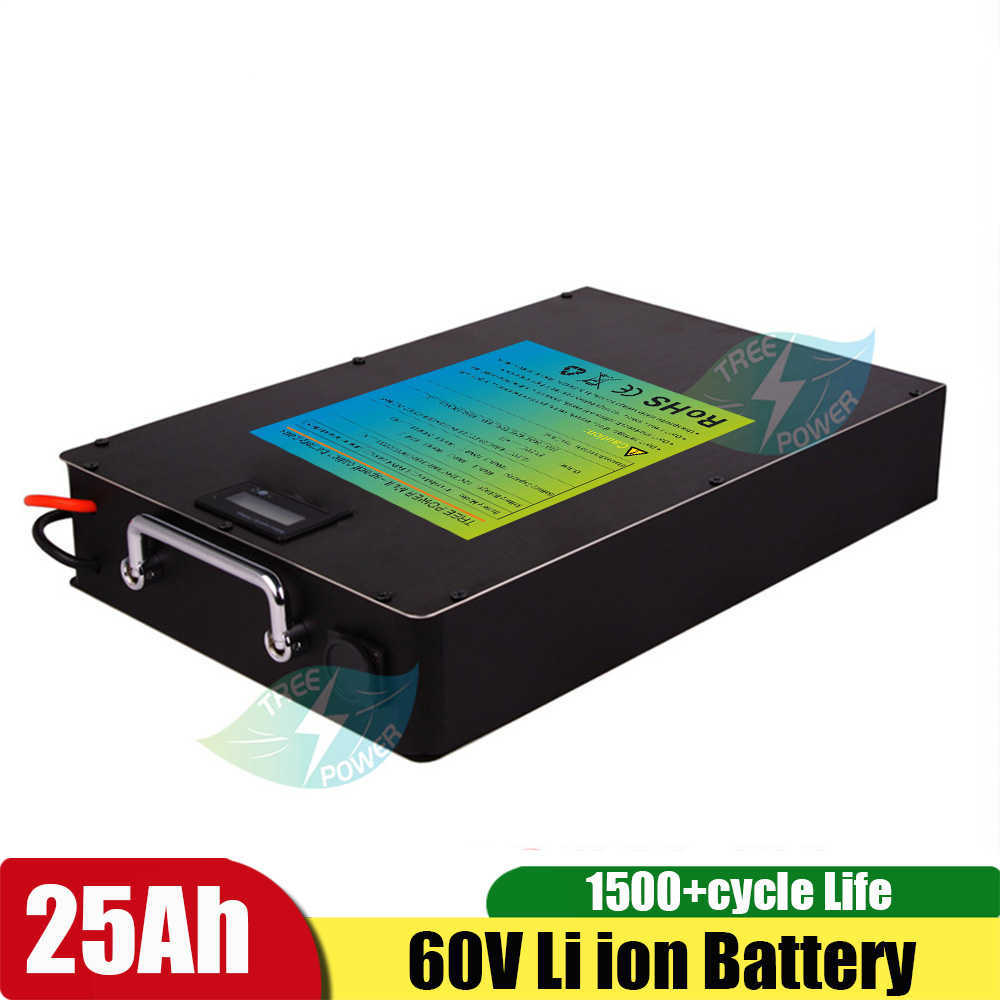 Black Steel Li ion Battery Pack 60V 25Ah Portable Lithium Battery With BMS For XB-H Scooter +Fast Charger