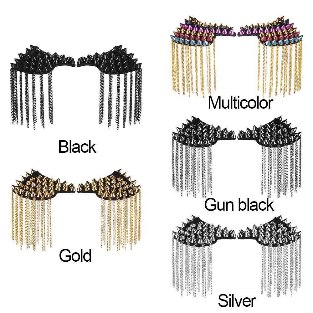 Pins Brooches Coat Punk Clothing Accessories Tassel Metal Epaulet Dress Decoration River Pad Brooch Fringed Shoulder Stamp HKD230807